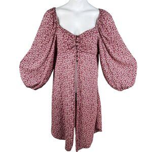 Anthropologie Bucketlist Women L Boho Maxi Top Smocked Back Bishop Sleeve Blouse